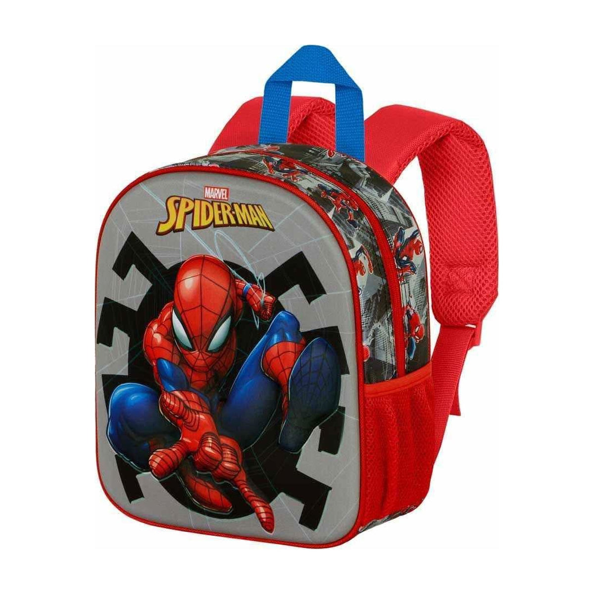 Spiderman Elite 3D backpack with detailed 3D Spiderman symbol and adjustable straps