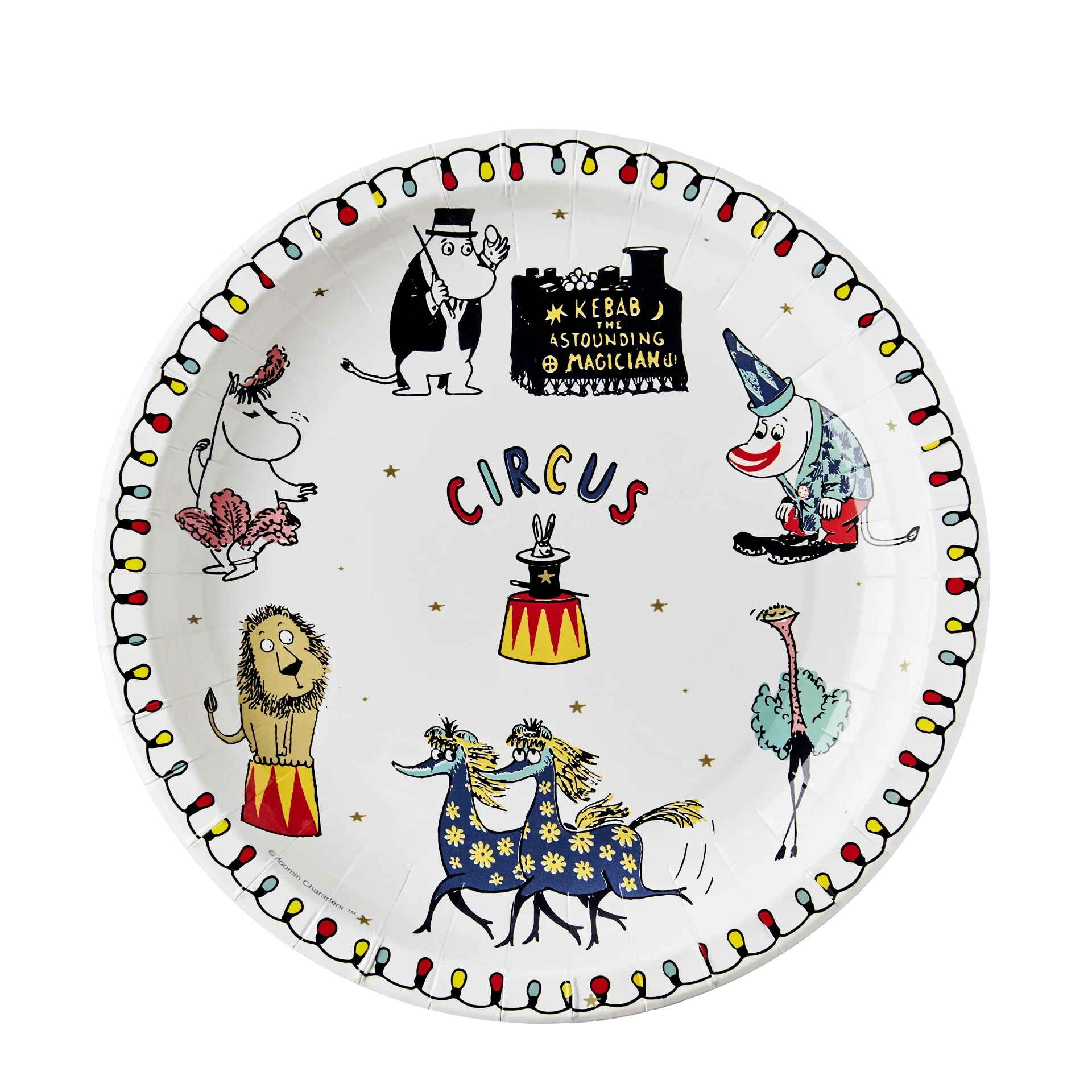 Moomin Circus papkrus 12 stk 250ml disposable cups with colorful Moomin Circus design for hot drinks on the go