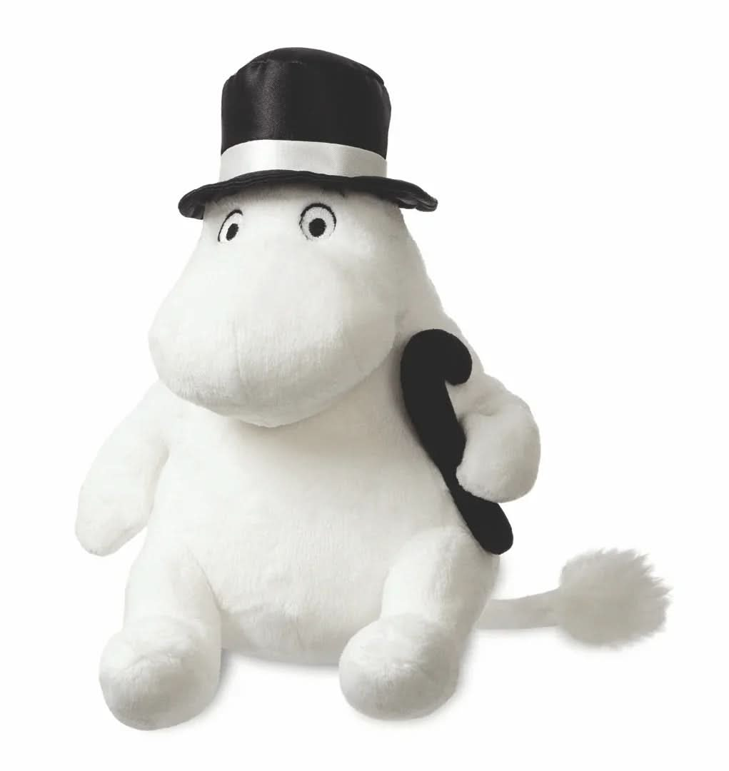 Soft and detailed Moomin Plys Moominpappa plush toy ready for adventure and gift-giving