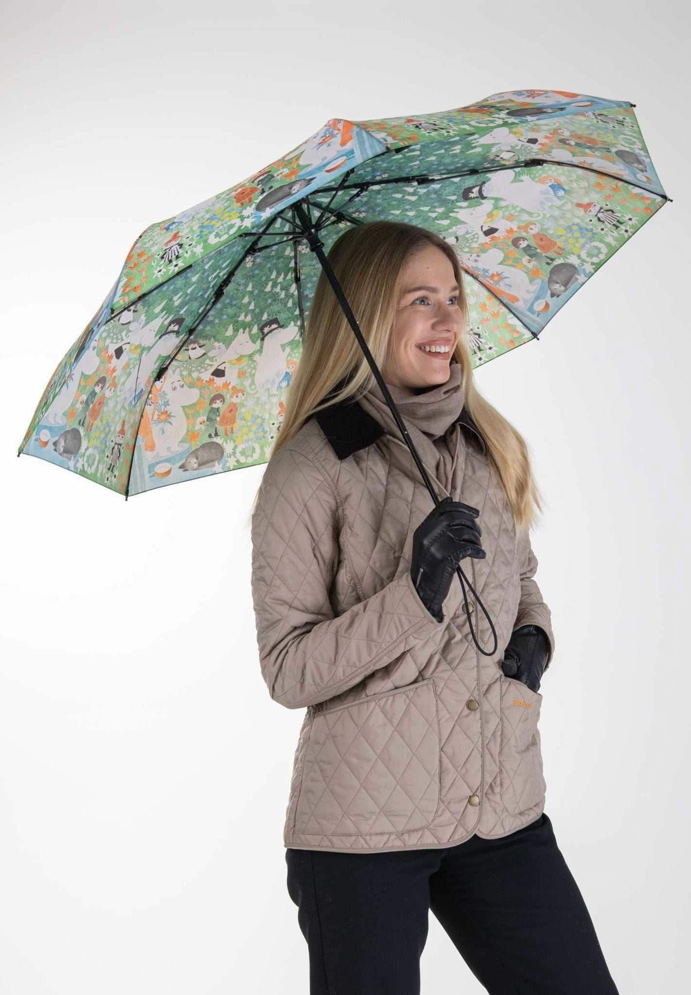 Mumitroldene paraply 100cm "Farlig Rejse" Grøn - Dsignhouse