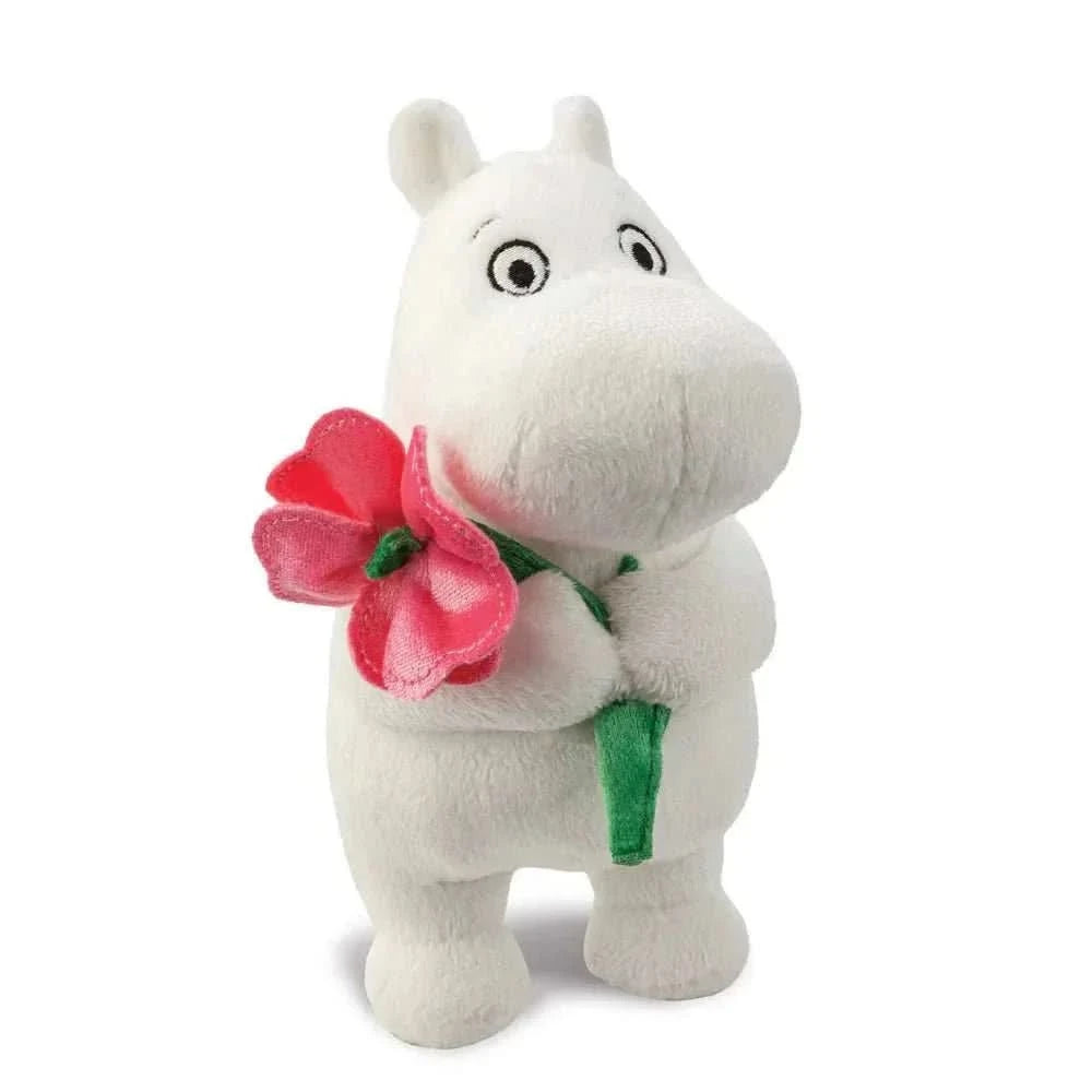 Moomin plysdyr med pink blomst S (AW).