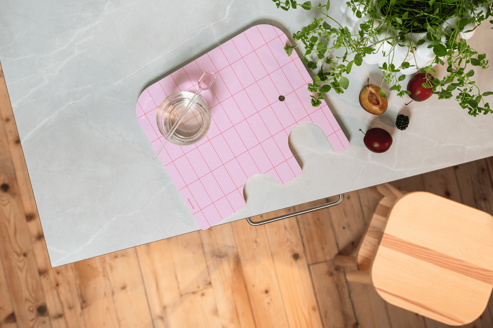 Muurla skærebræt, Elefant, birk/rosa, Medium.