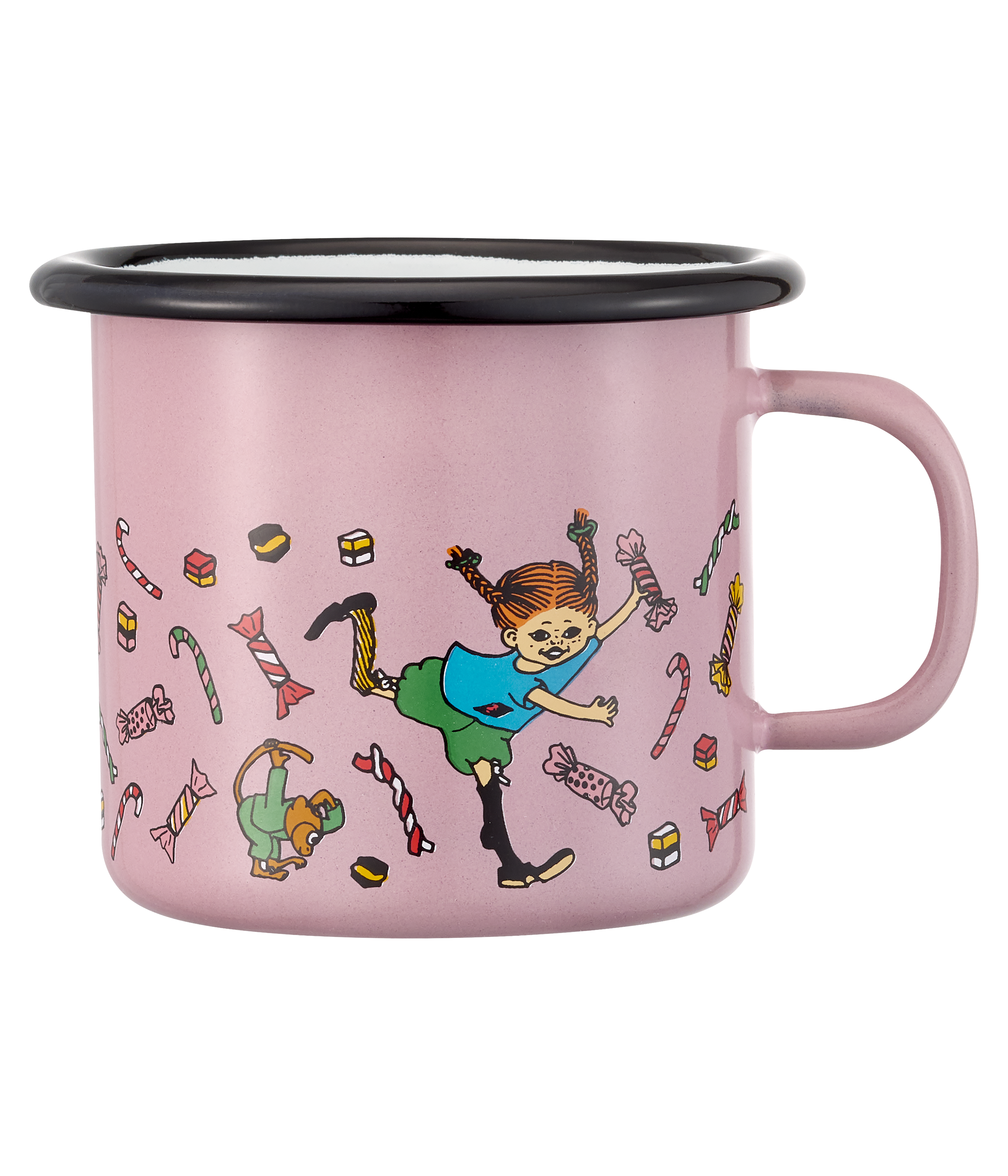 Pippi Langstrømpe emaljekrus Candy 2,5 dl