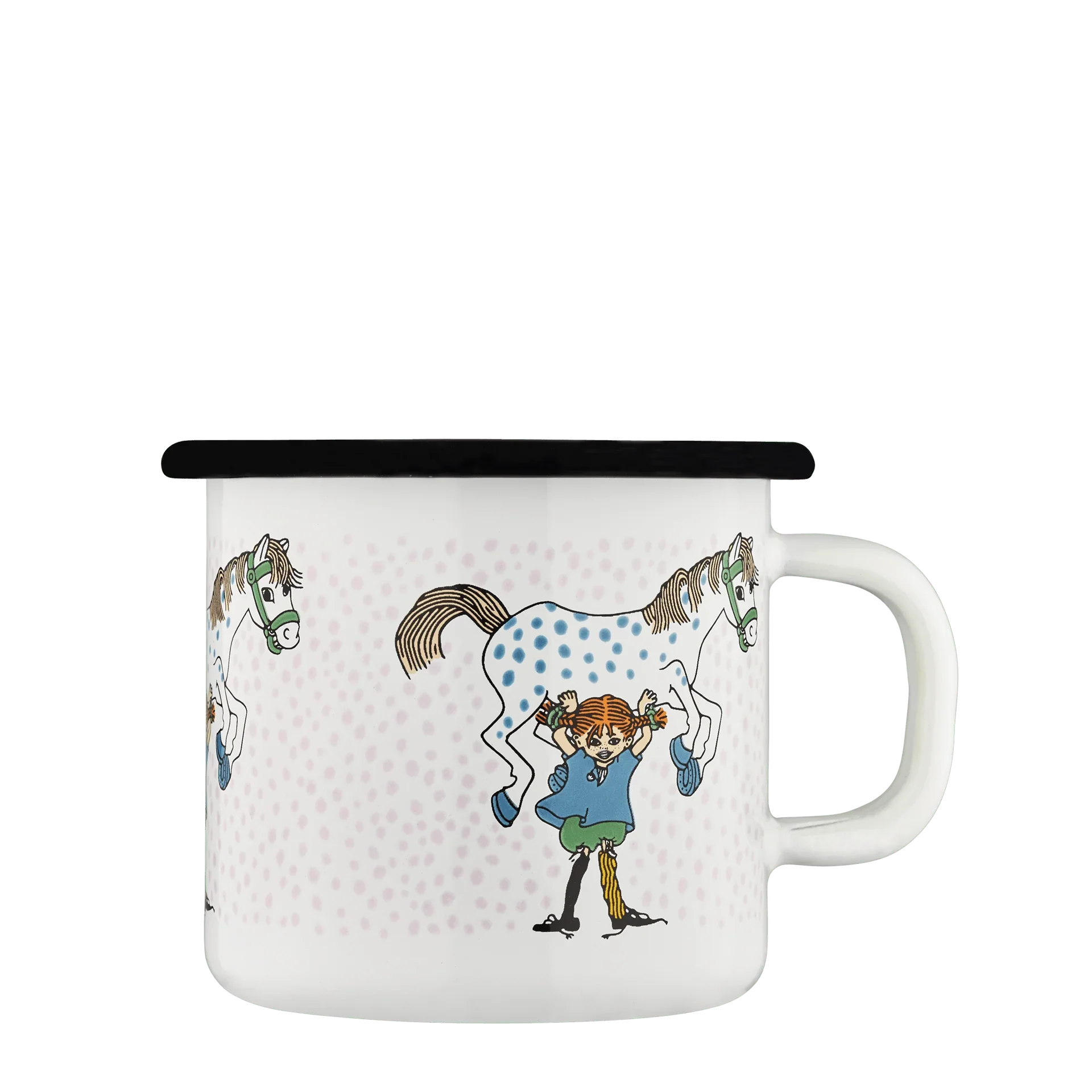 Pippi Langstrømpe emaljekrus 2,5 dl - Pippi og hesten - Dsignhouse