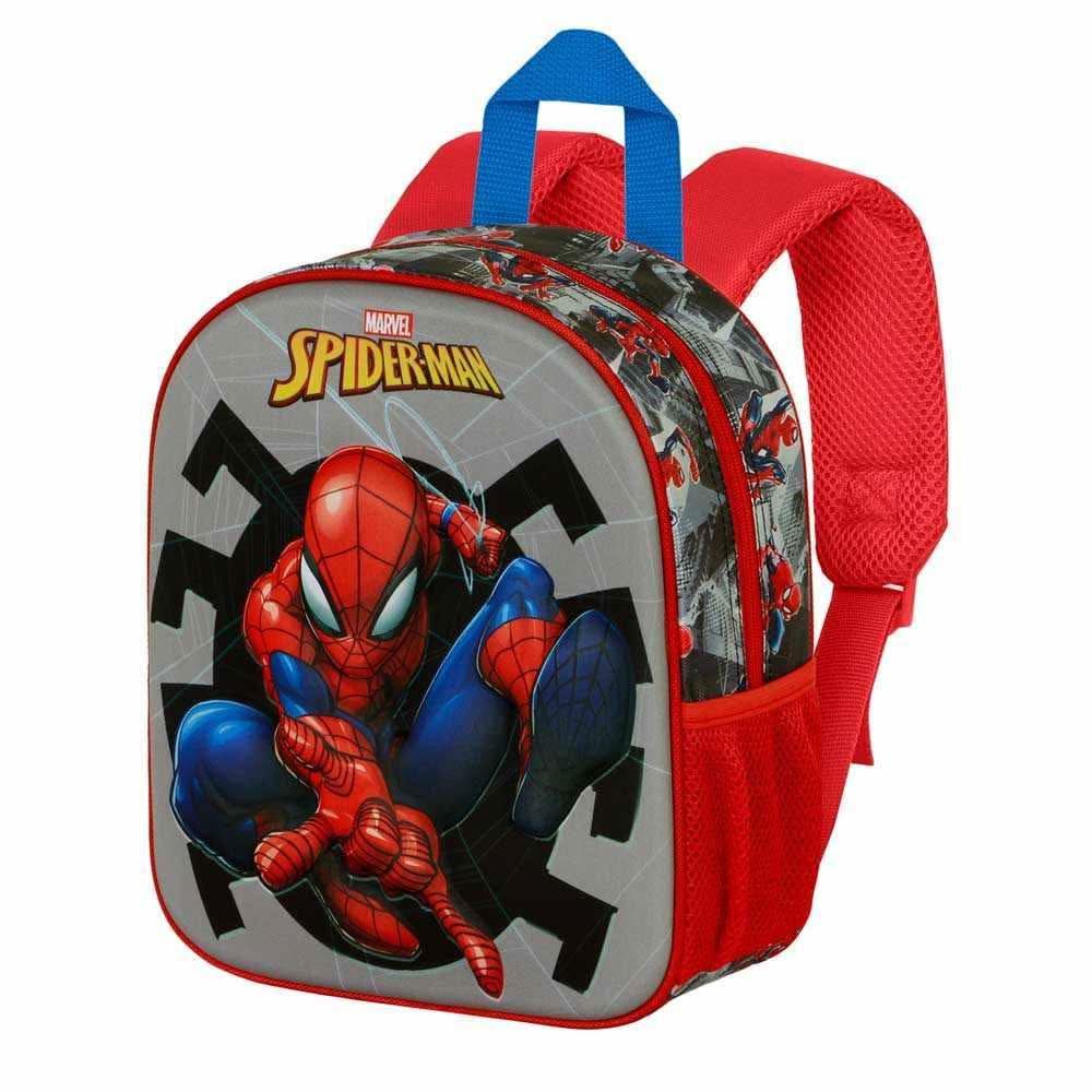 Spiderman Elite 3D backpack with detailed 3D Spiderman symbol and adjustable straps