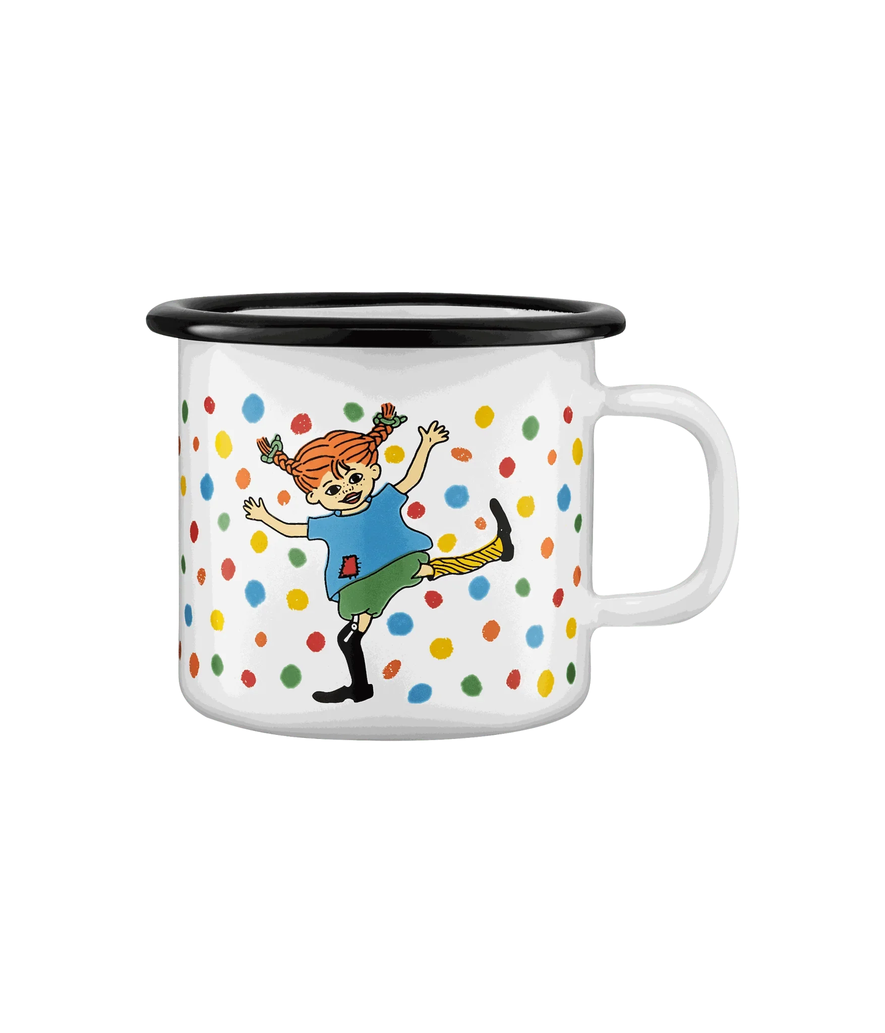 Pippi Langstrømpe emaljekrus 2,5 dl, Hoppsan.