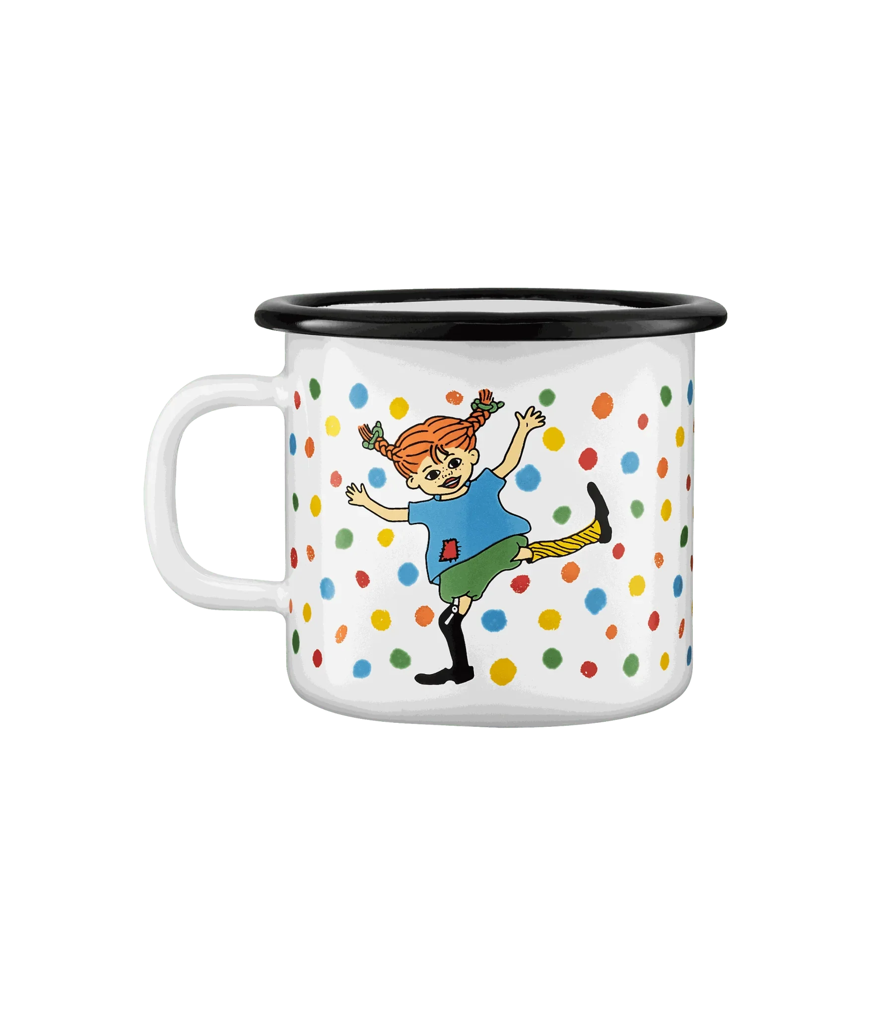 Pippi Langstrømpe emaljekrus 2,5 dl, Hoppsan.