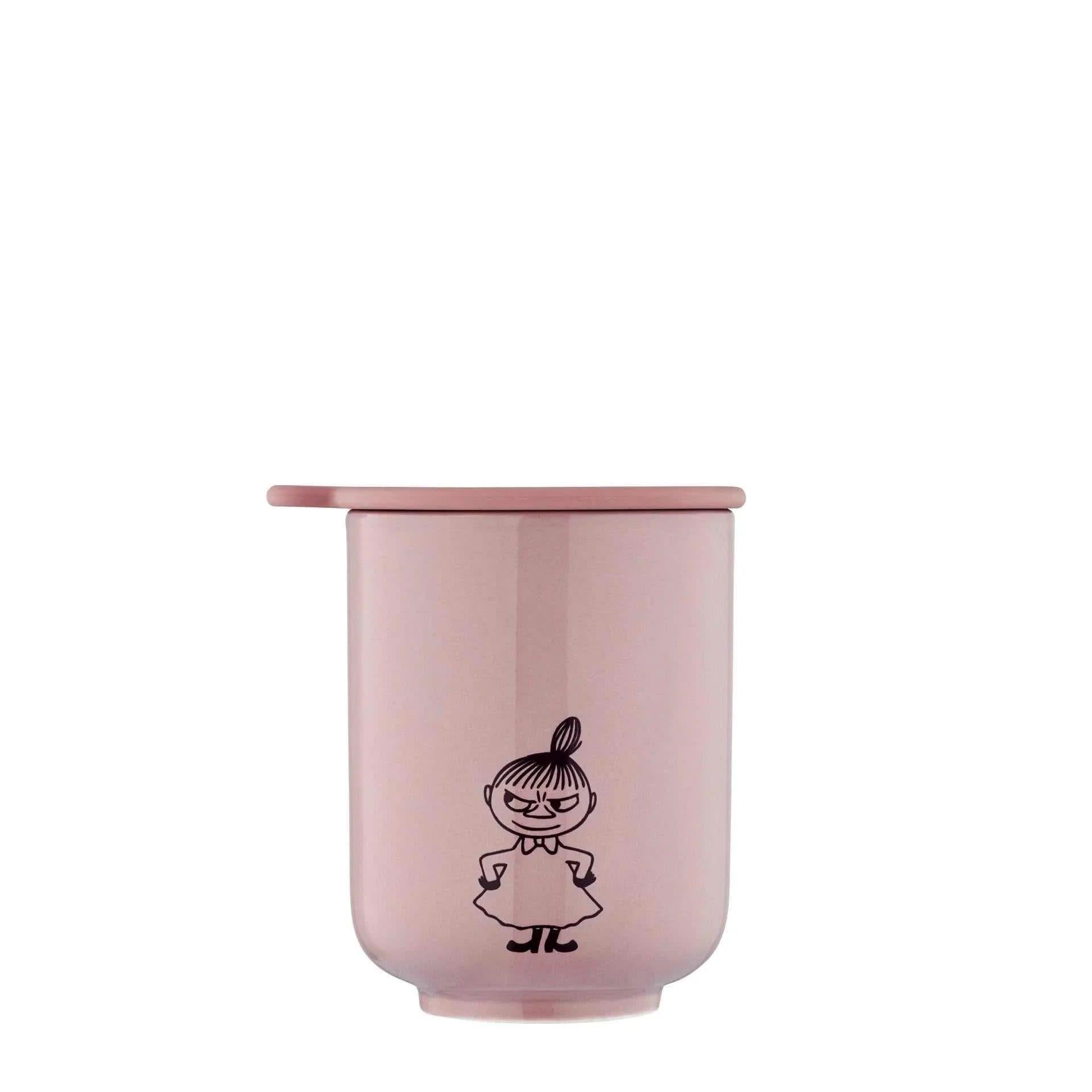 Moomin tandbørstekrus Powder Rose - A-grade porcelæn/keramik - Låg i silikone.