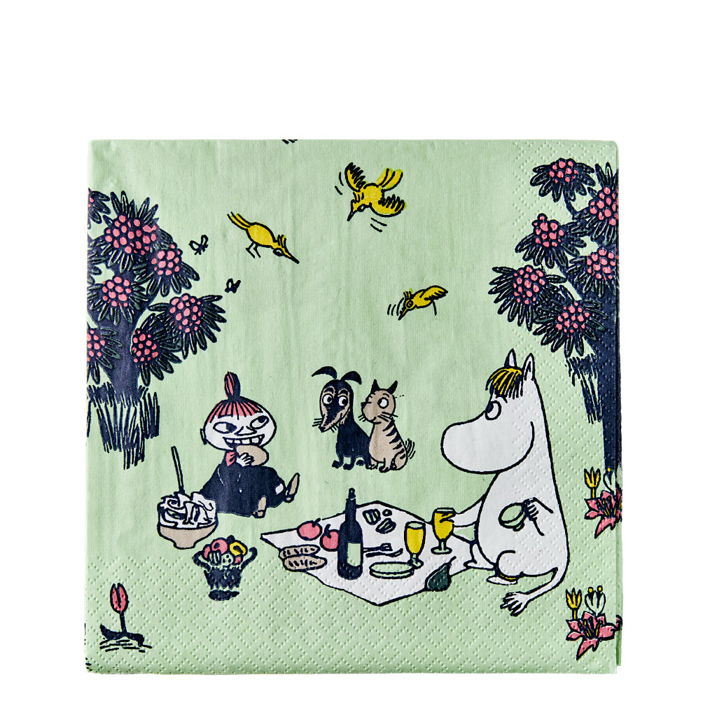 The Moomins Napkins, Picnic, green 20 pcs. 33 cm