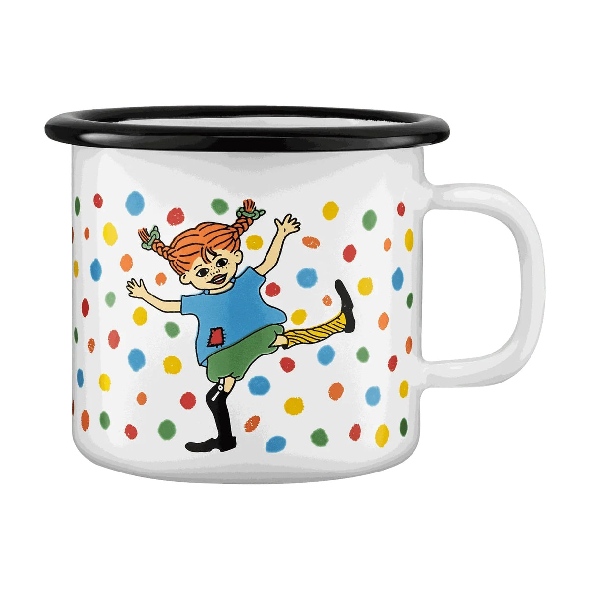 Pippi Langstrømpe emaljekrus 2,5 dl, Hoppsan.