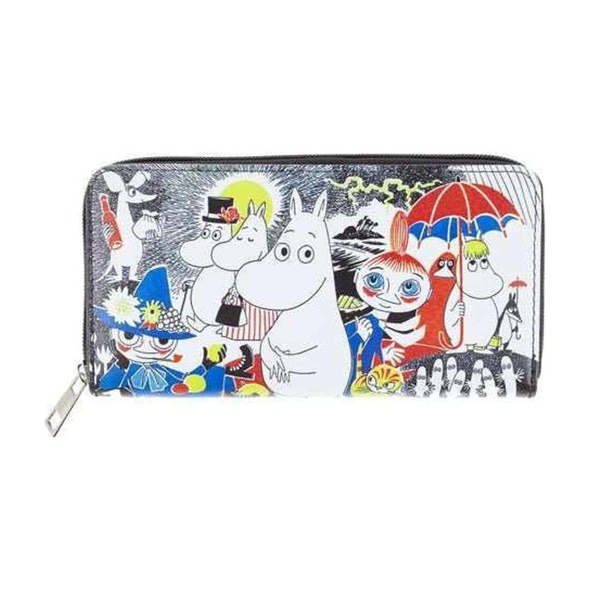 Moomin pung Numero 1 with embroidered Moomin characters and spacious design for organizing cards and coins