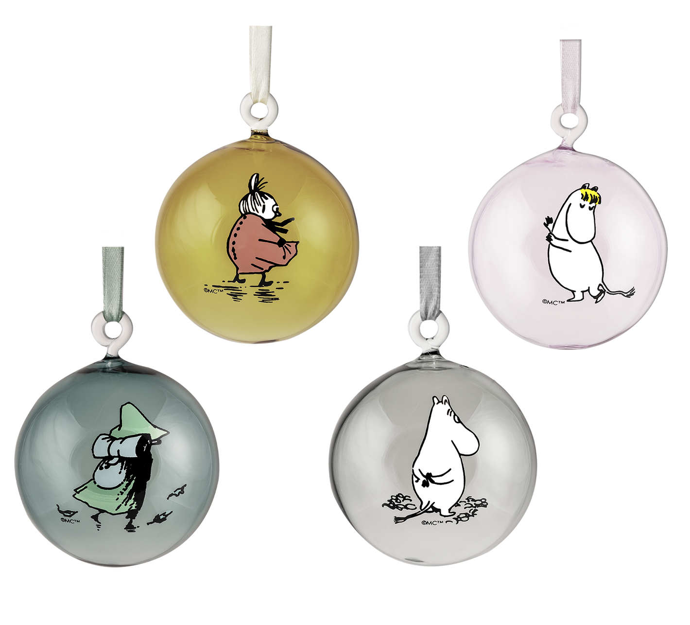 Moomin glass decorative ball - gift set of 4 pieces