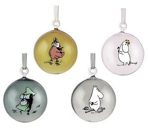 Moomin glass decorative ball - gift set of 4 pieces