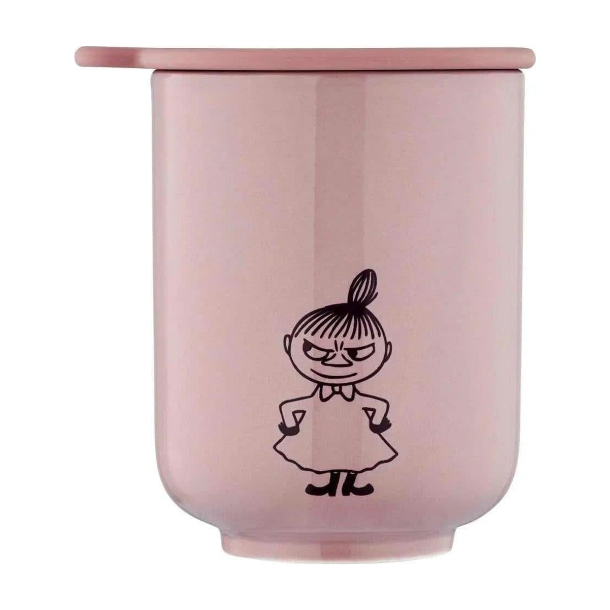 Moomin tandbørstekrus Powder Rose - A-grade porcelæn/keramik - Låg i silikone.