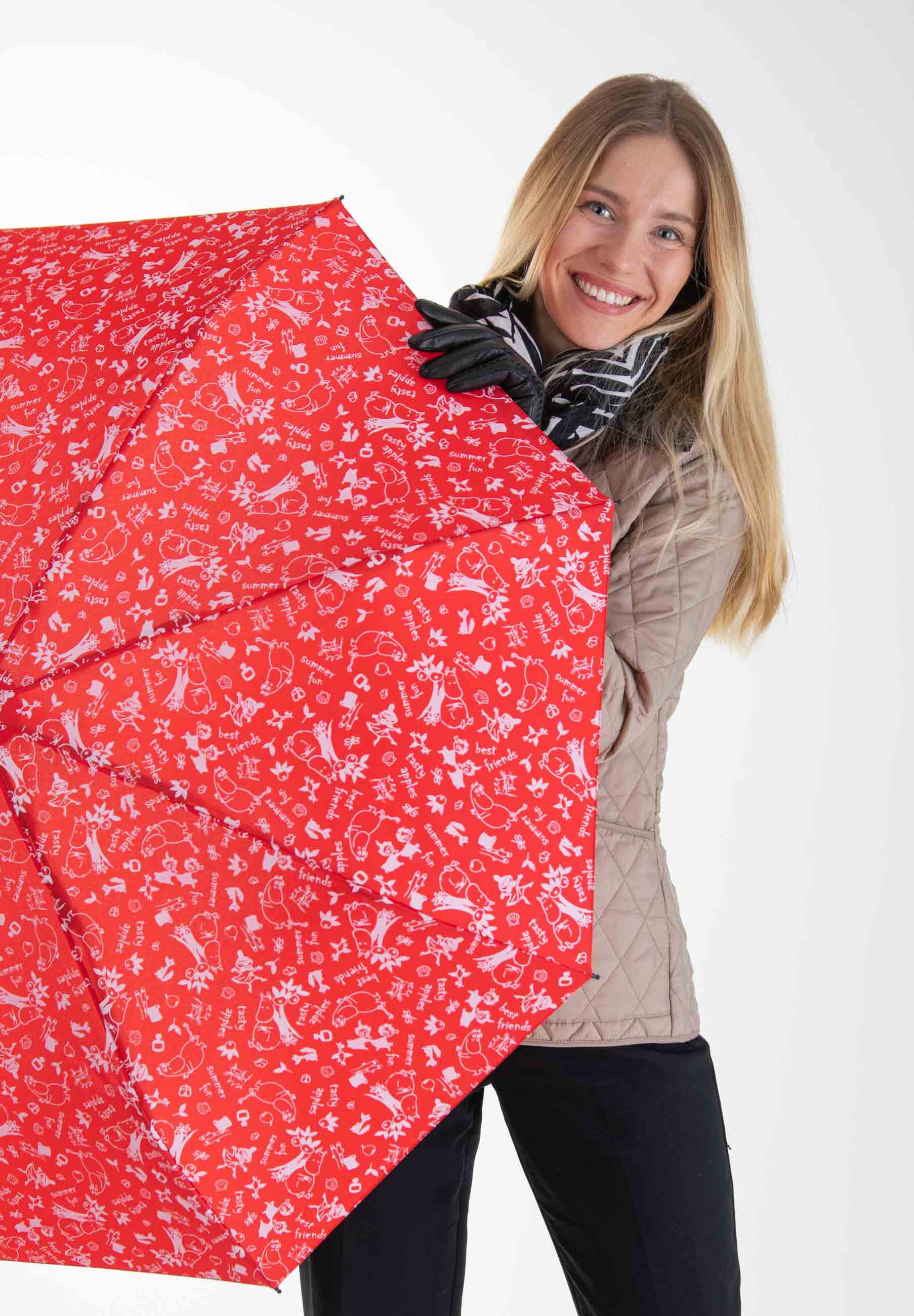 Mumitroldene Paraply 100cm "Garden" Rød - Dsignhouse