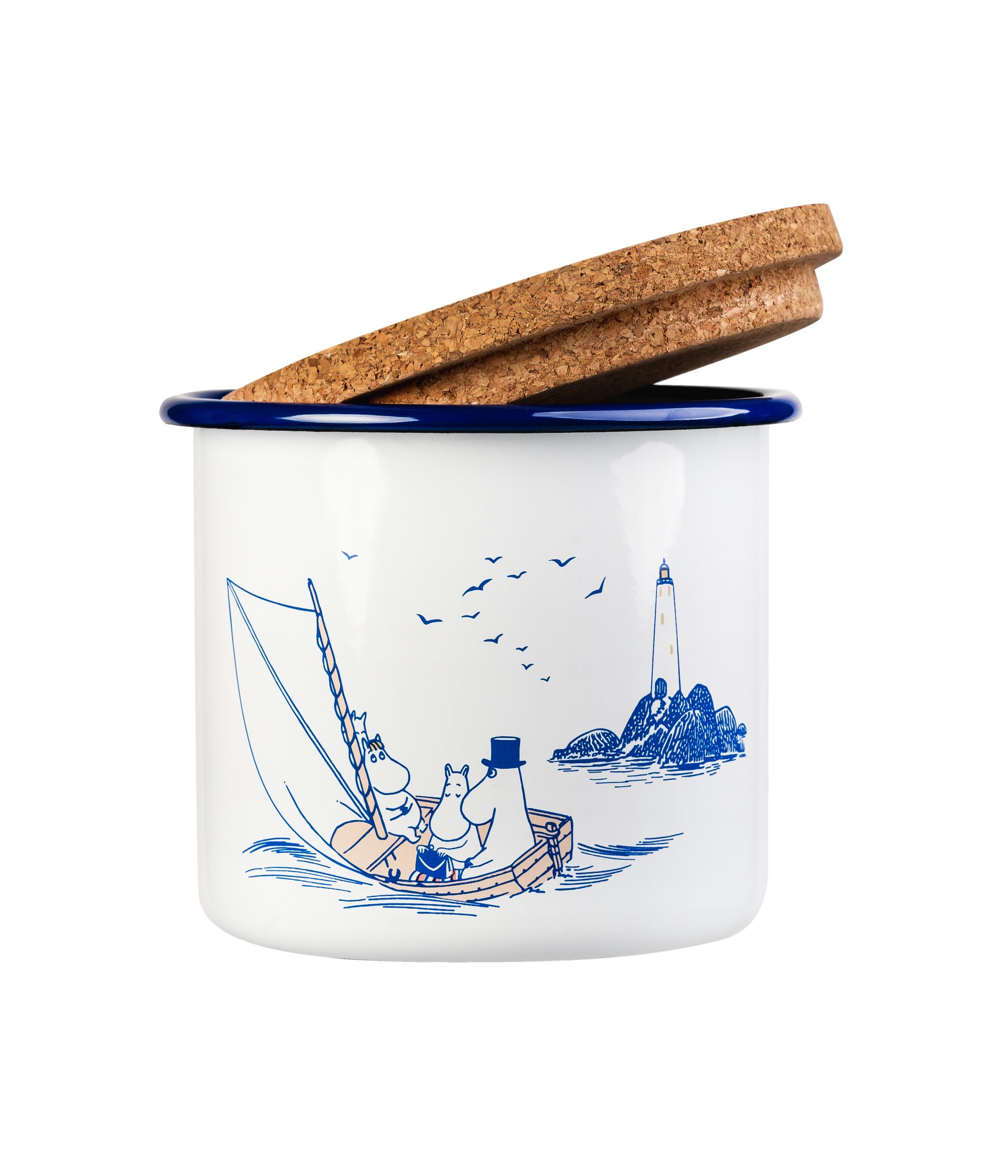 Mumitroldene emaljekrukke med korklåg 1,3 l - Sailors - Dsignhouse