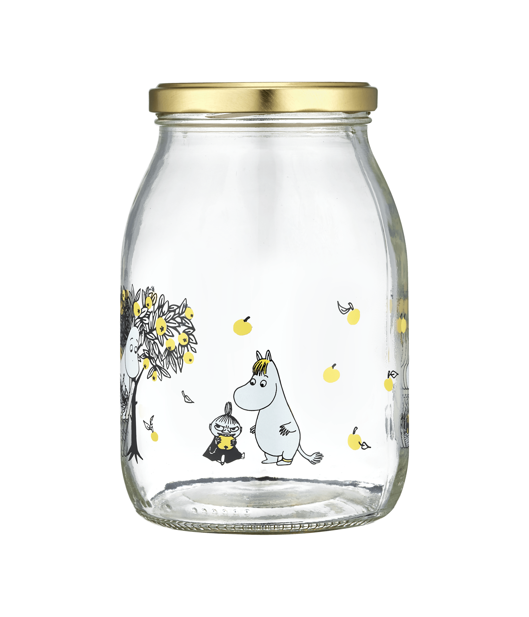 Moomin glaskrukke æbler 1L.