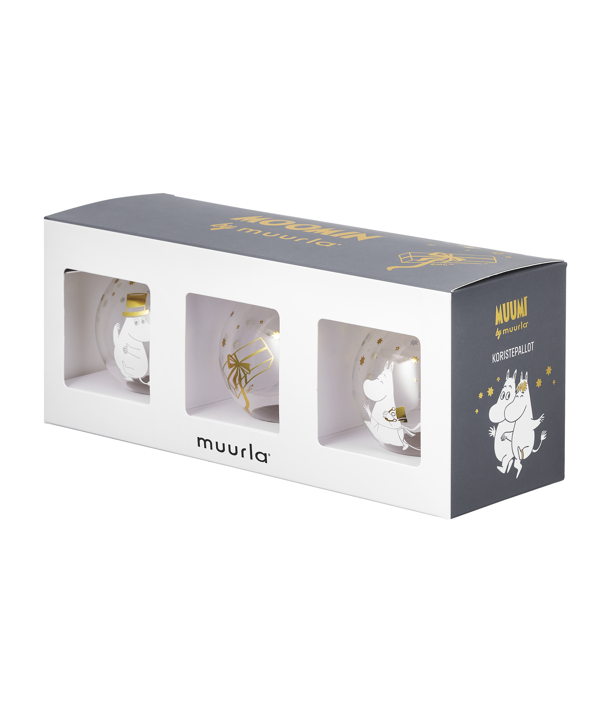 Mumitroldene julekugle - Sparkling Stars 7 cm, sæt af 3 - Dsignhouse