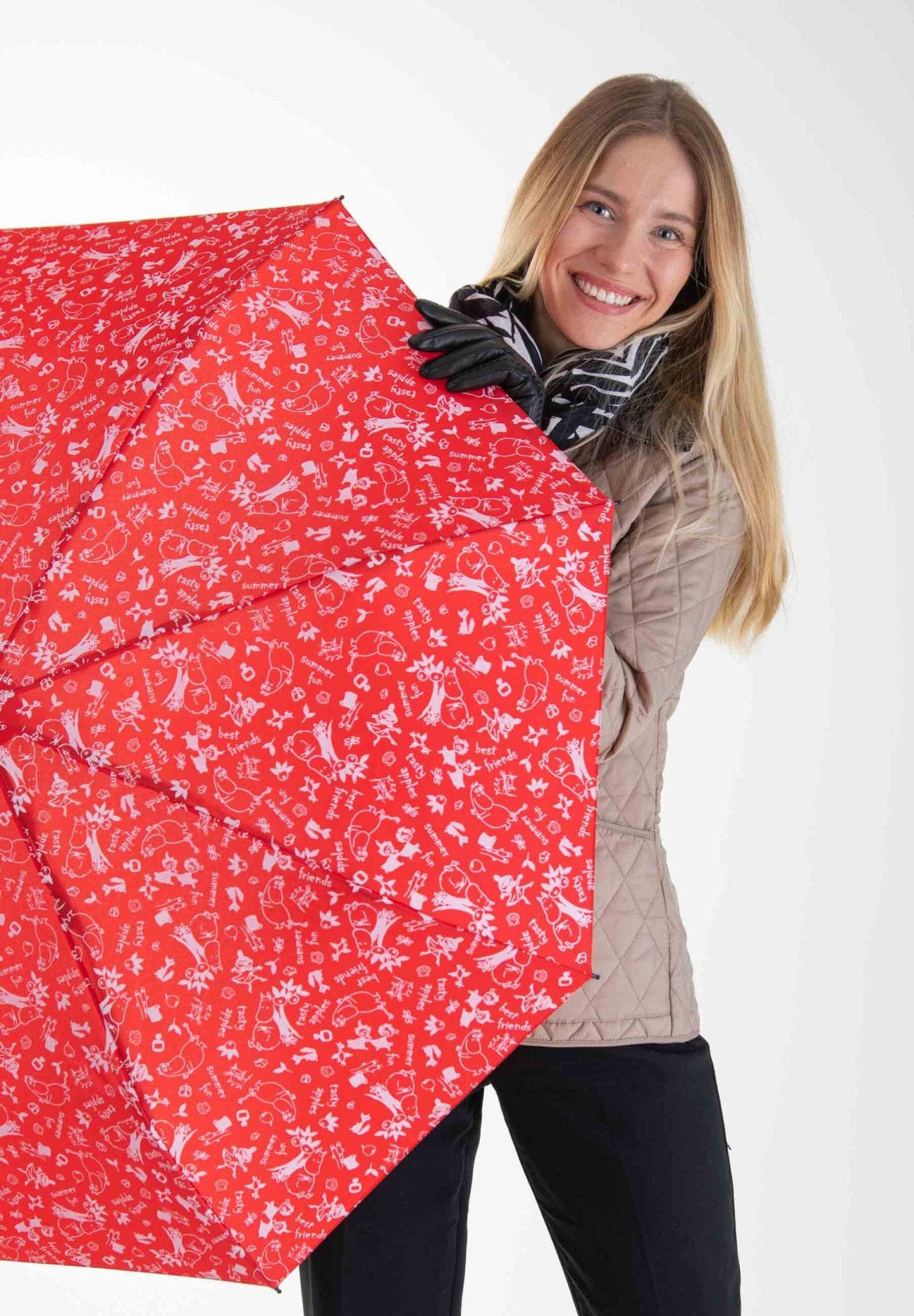 Mumitroldene paraply 100cm "Garden" Rød - Dsignhouse