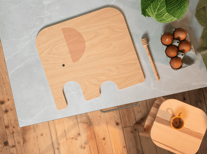 Muurla skærebræt, Elefant, birk/gul, large - Dsignhouse