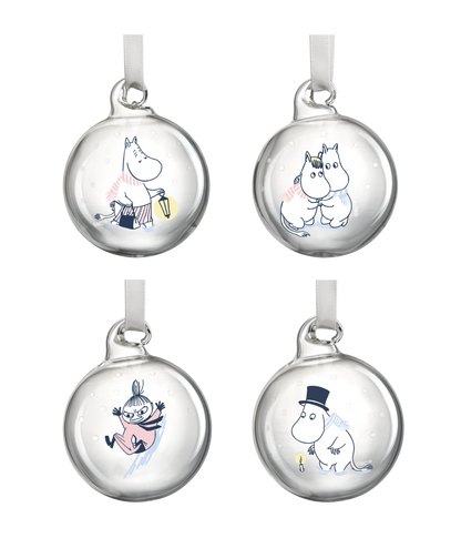 Moomin Christmas bauble Let it Snow Ø5cm set of 4