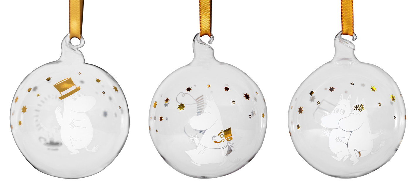 Moomin Christmas bauble - Sparkling Stars 7 cm, set of 3
