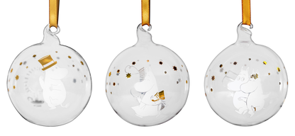 Moomin Christmas bauble - Sparkling Stars 7 cm, set of 3