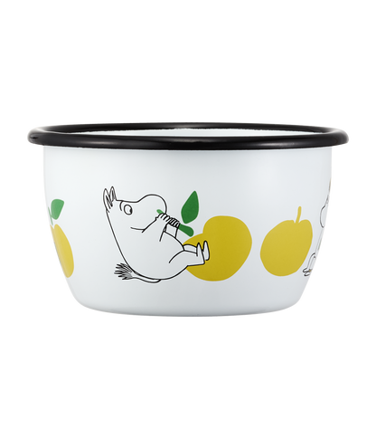 Mumitroldene emaljeskål Joyful Apples 3dl