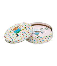 Pippi Langstrømpe coasters i metalæske