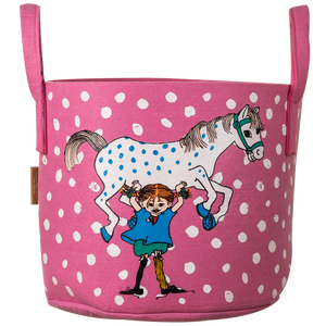 Pippi Langstrømpe opbevaringskurv 30 L - Pippi og hesten, pink