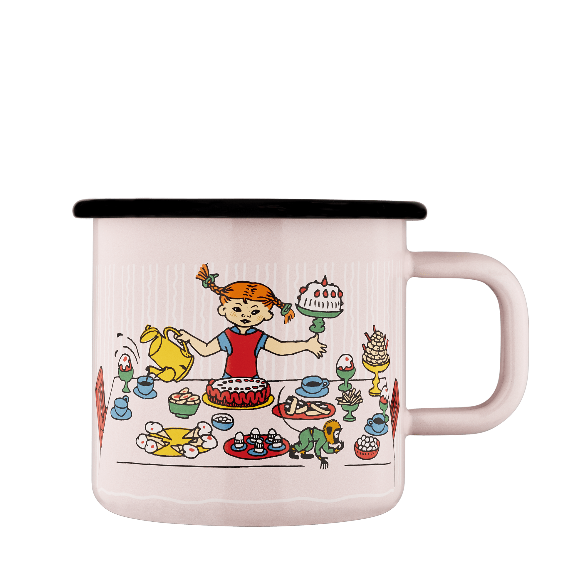 Pippi Langstrømpe emaljekrus 3,7 dl - Pippis fødselsdag - Dsignhouse