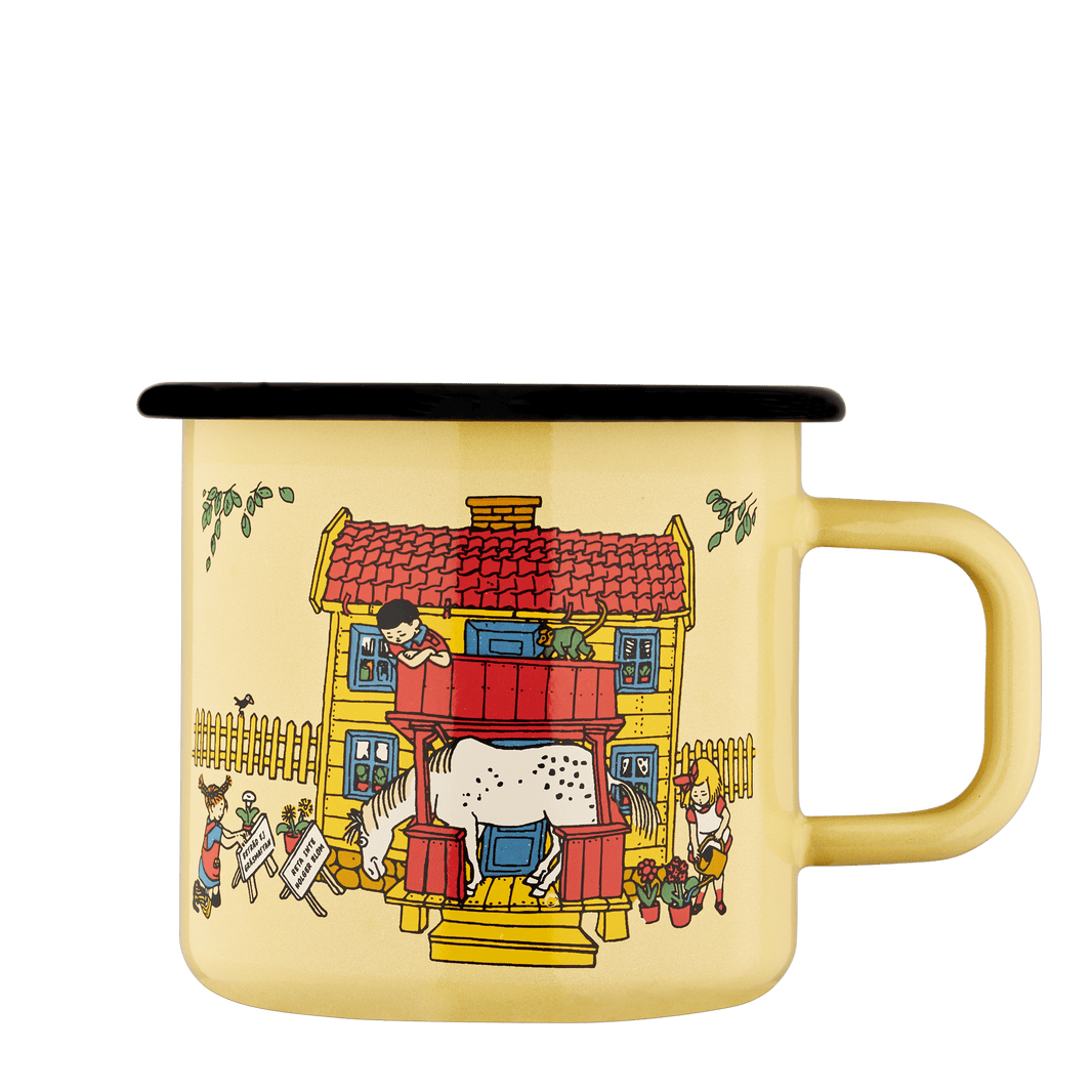 Pippi Langstrømpe emaljekrus 3,7 dl Villa Villekulla - Dsignhouse