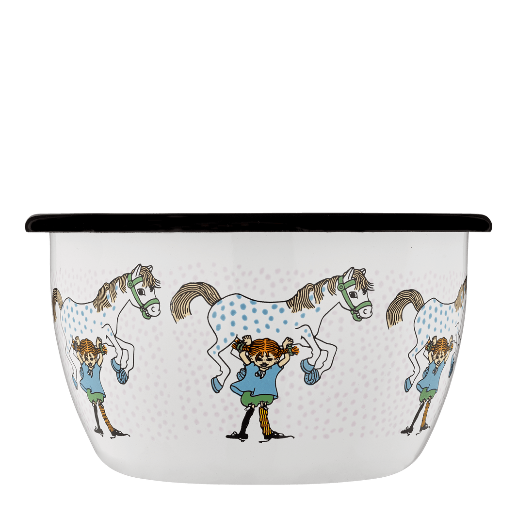 Pippi Langstrømpe emaljeskål 6 dl - Pippi og hesten - Dsignhouse