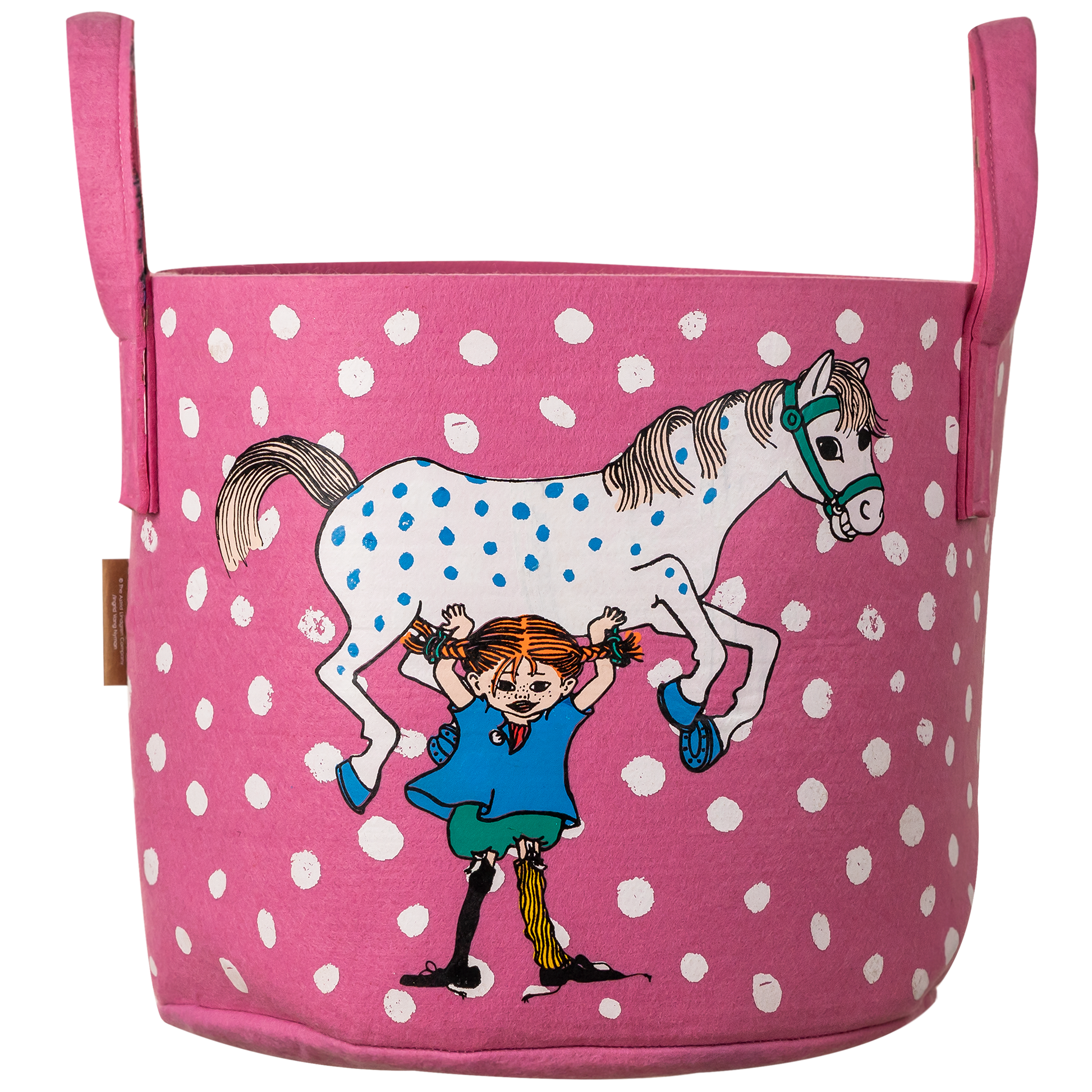 Pippi Langstrømpe opbevaringskurv 30 L - Pippi og hesten, pink - Dsignhouse