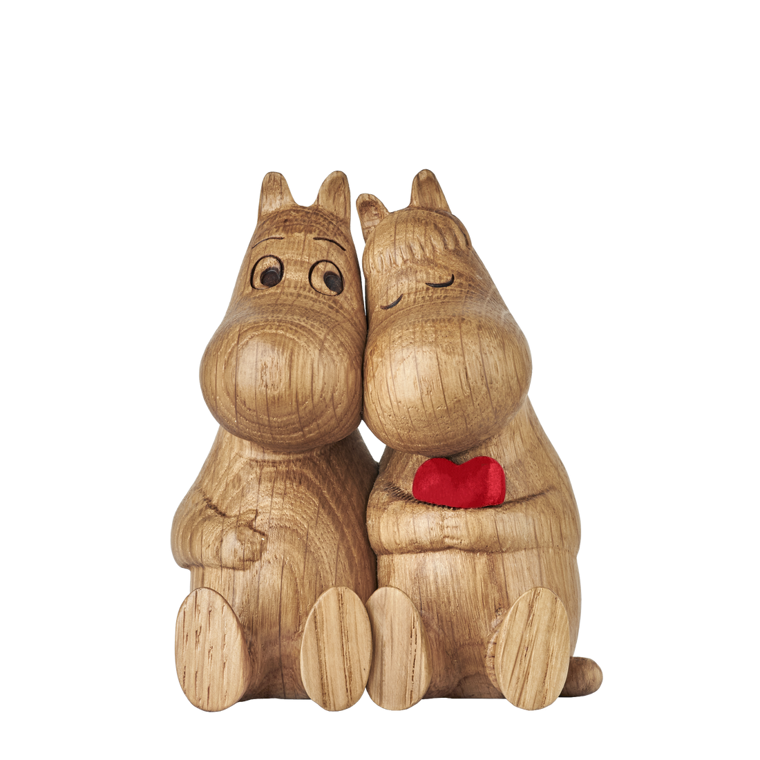 Mumitroldene træfigur egetræ Kram/HUG med rødt hjerte