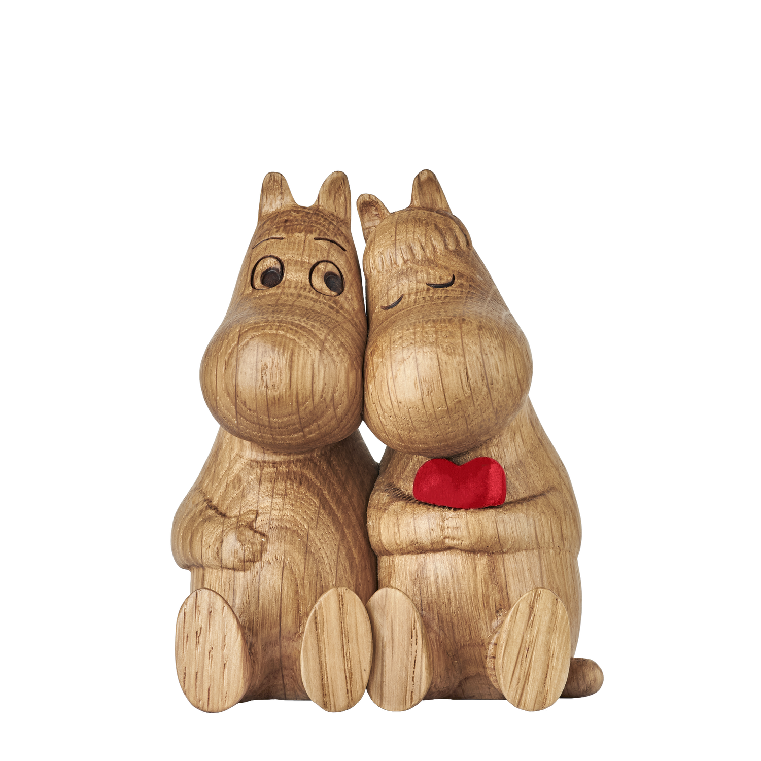 Mumitroldene træfigur egetræ Kram/HUG med rødt hjerte