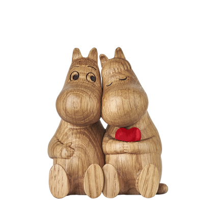 Mumitroldene træfigur egetræ Kram/HUG med rødt hjerte