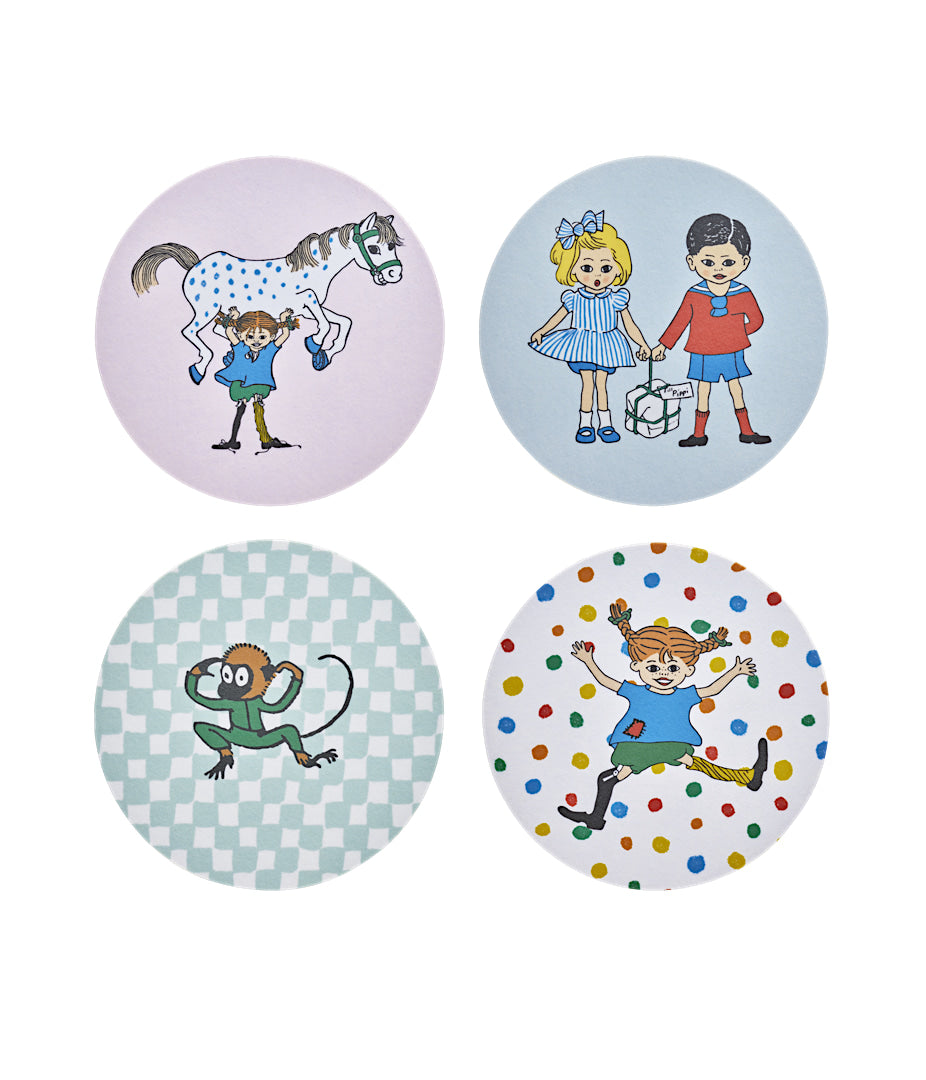 Pippi Longstocking Coasters in metal box