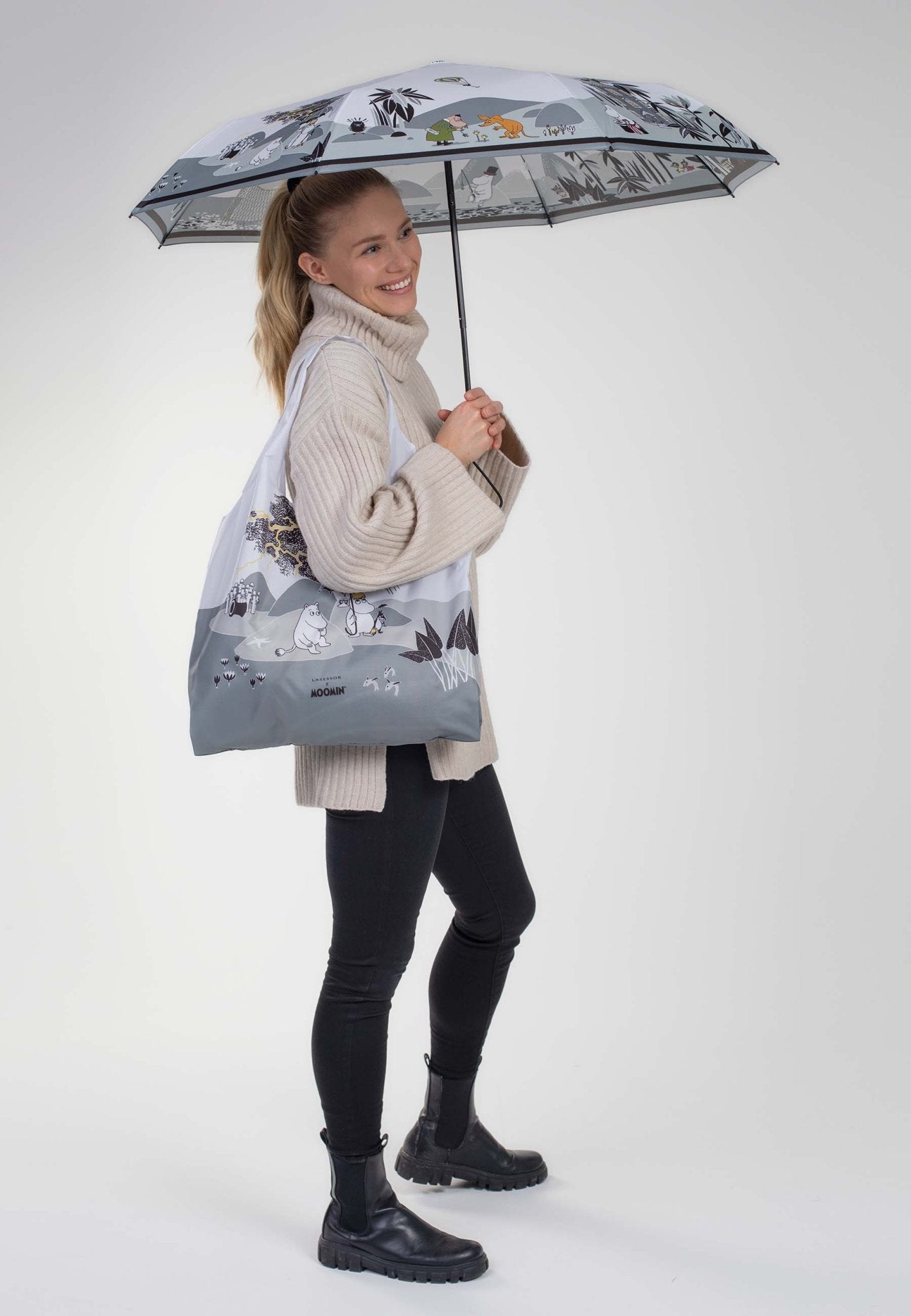 Mumitroldene ecobag Island white, RPET, reflective edge - Dsignhouse