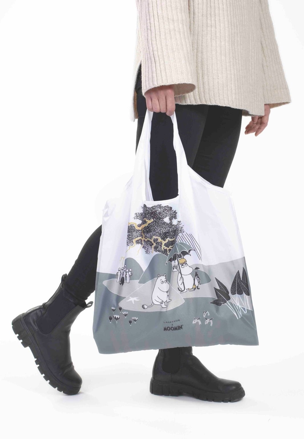 Mumitroldene ecobag Island white, RPET, reflective edge - Dsignhouse