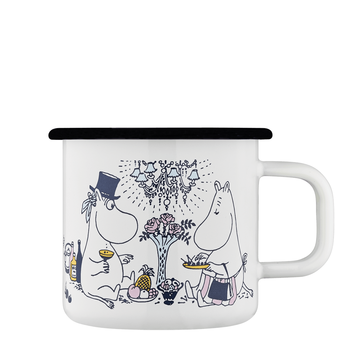 Mumitroldene emaljekrus 3,7 dl - Date Night, hvid - Dsignhouse