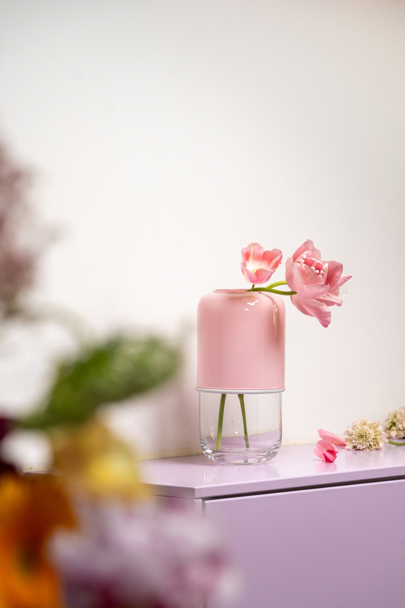 Capsule vase clear/pink