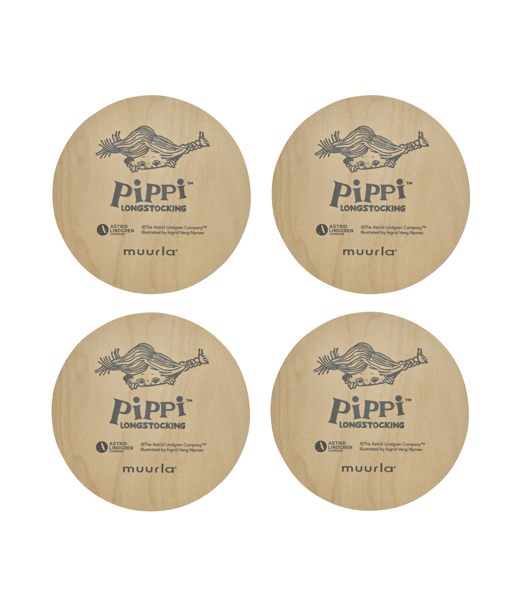 Pippi Langstrømpe coasters i metalæske - Dsignhouse