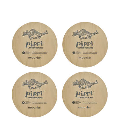 Pippi Langstrømpe coasters i metalæske - Dsignhouse