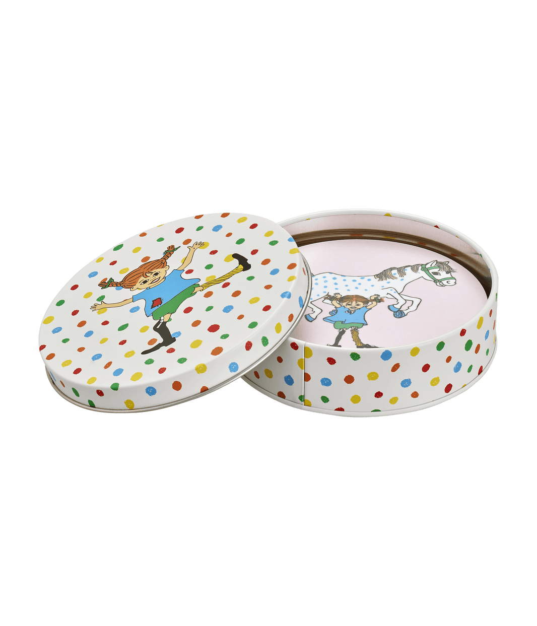 Pippi Langstrømpe coasters i metalæske - Dsignhouse