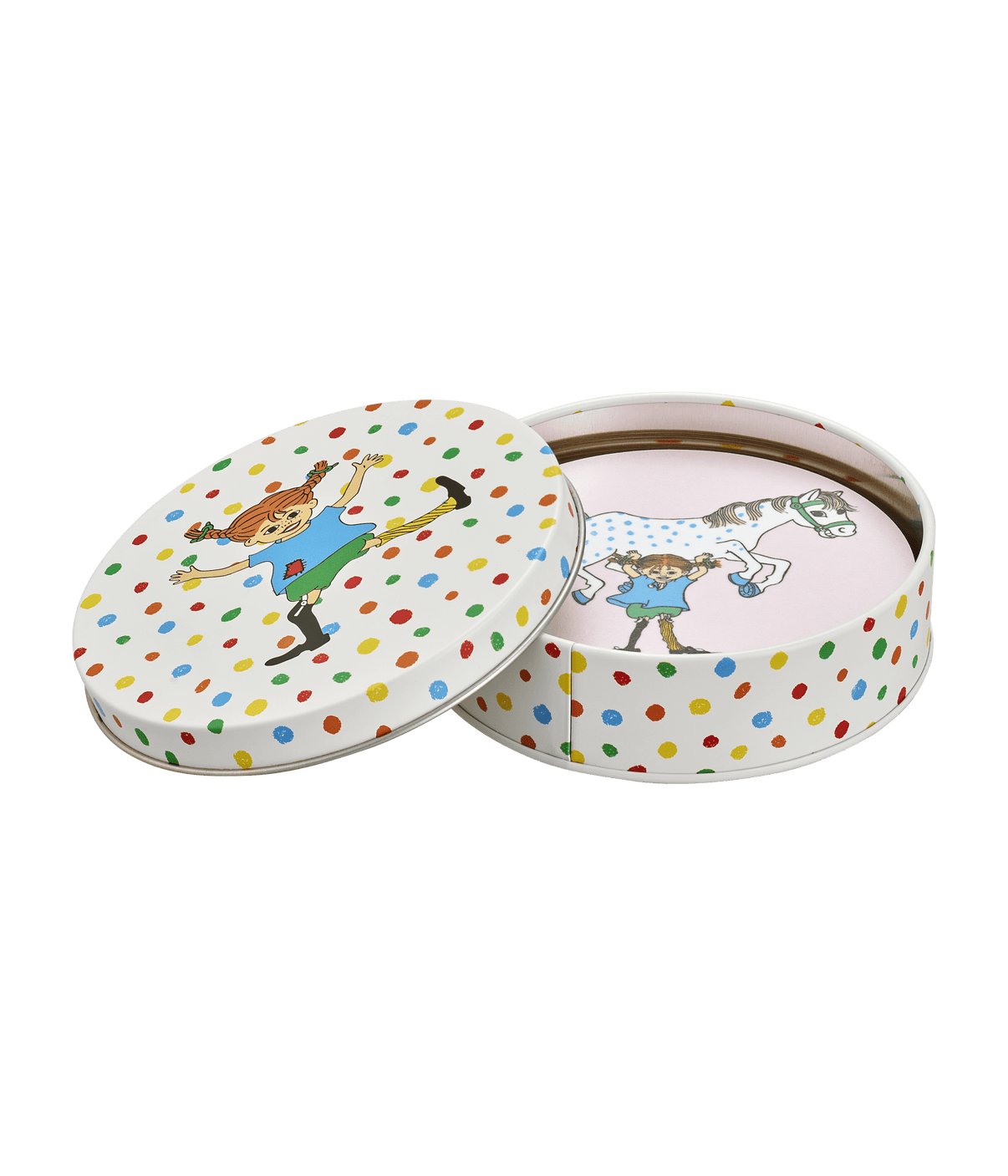 Pippi Langstrømpe coasters i metalæske - Dsignhouse