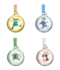 Pippi Langstrømpe & Emil fra Lønneberg Julekugler Ø5cm sæt af 4 - Dsignhouse