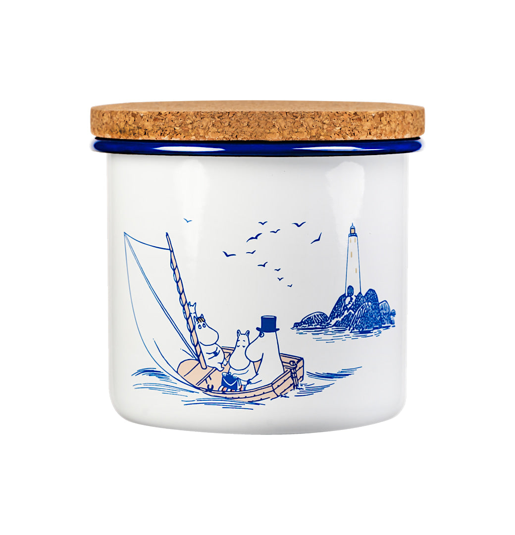 The Moomins enamel jar with cork lid 1.3L, Sailors