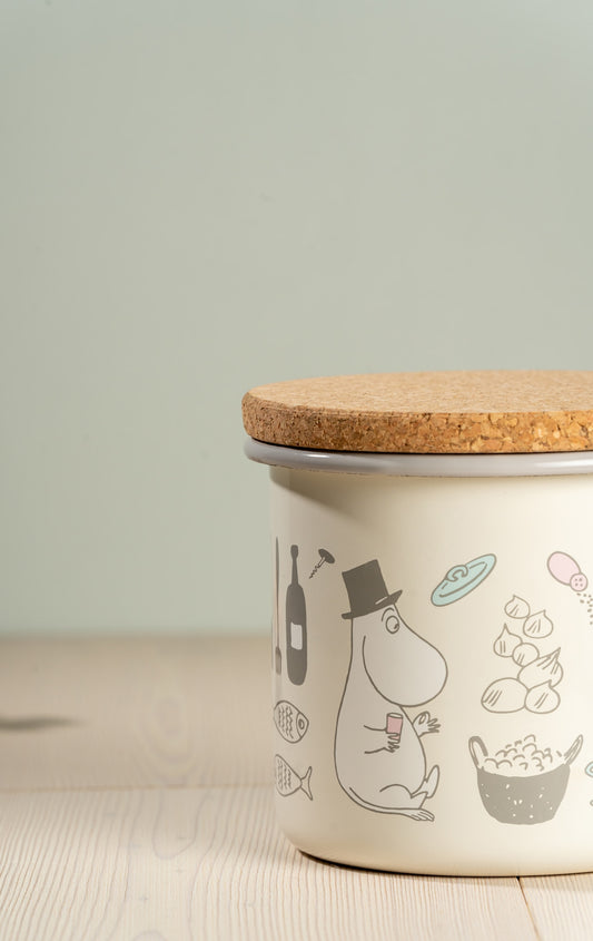 The Moomins enamel jar 1.3L, Bon Appétit