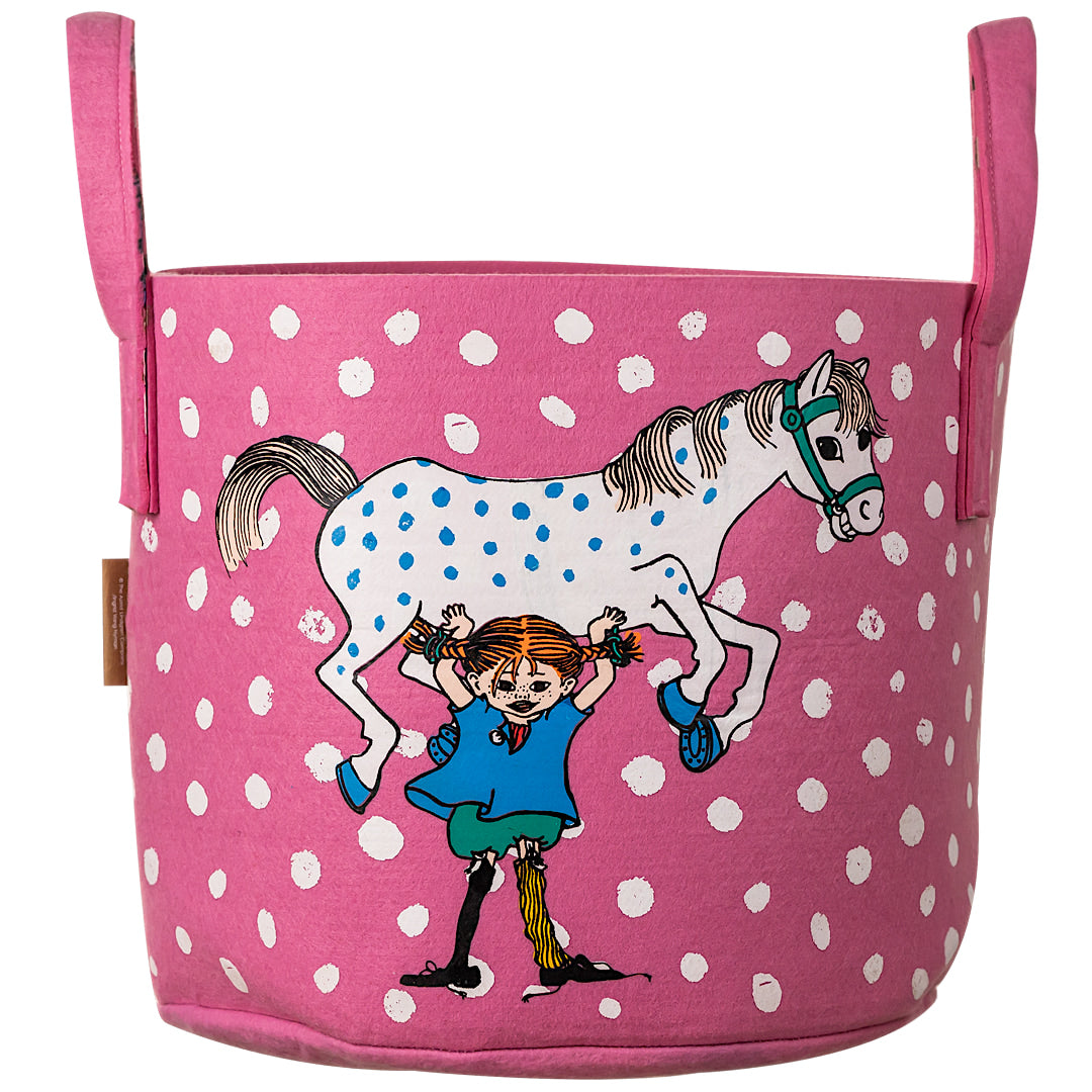 Pippi Storage basket 30L Pippi and the Horse, pink
